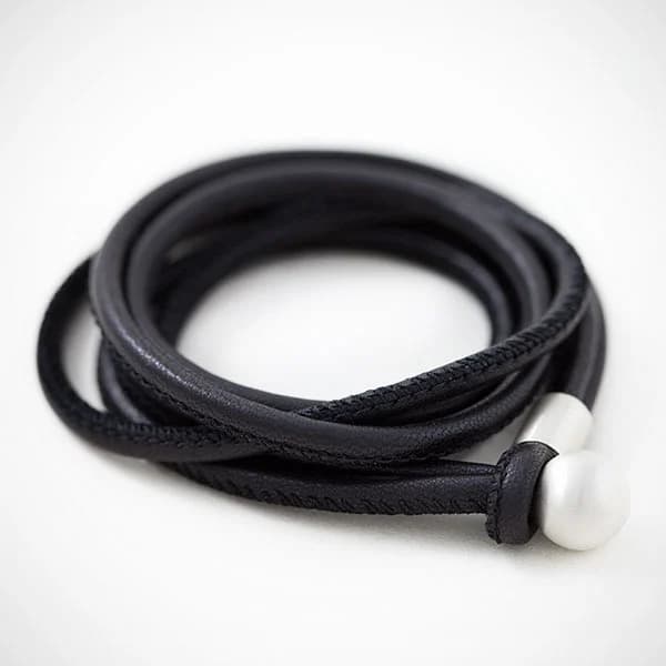 Nappalederarmband schmal "schwarz"
