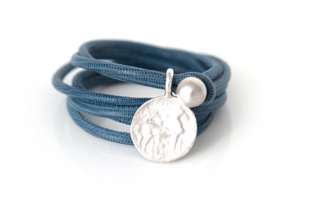 Lederband Echse geprägt schmal „Santiago“ mit Münze